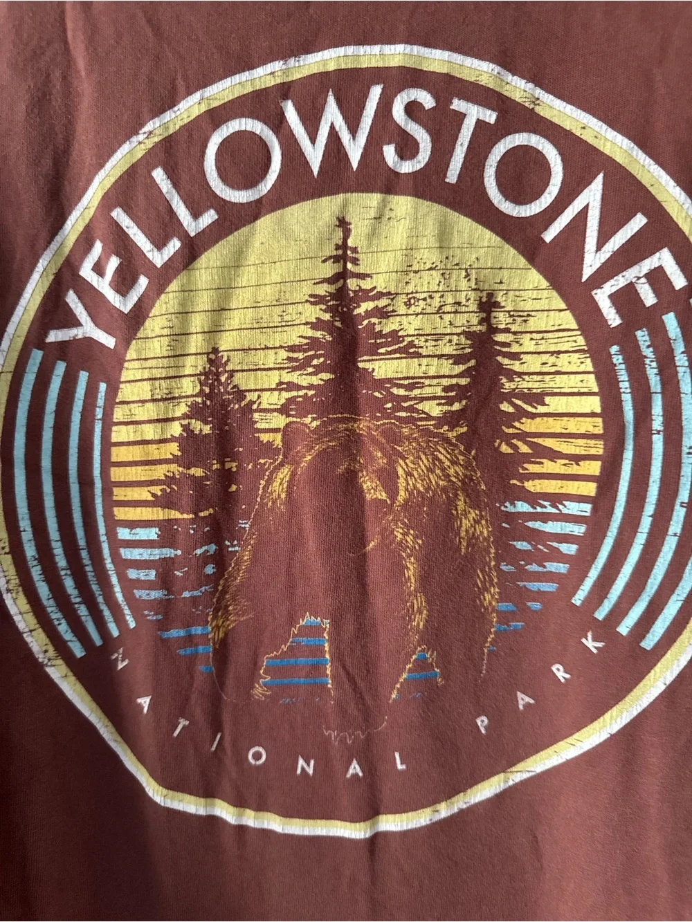 Techstyles Yellowstone National Park Graphic T Shirt Men XL Burnt Red Outdoorsy - Picture 9 of 14